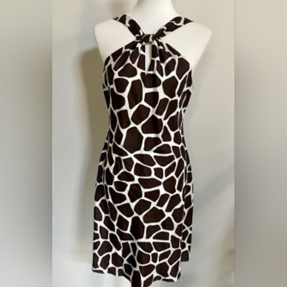 100% Silk Banana Republic Halter Animal Print Mini Dress